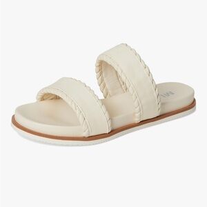 Cream Double Strap Braided Slide Sandal